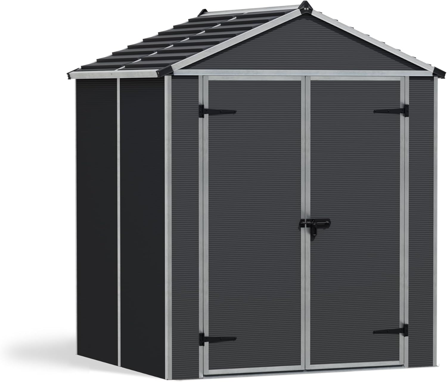 Palram - Canopia Rubicon Storage Shed, 6'x 5' DIY Backyard Shed, Gray Polycarbonate Panels and Aluminum Frame, Sheds & Outdoor Storage for Lawn Mower, Bike, Garden Tools, Outdoor Storage Box Shed