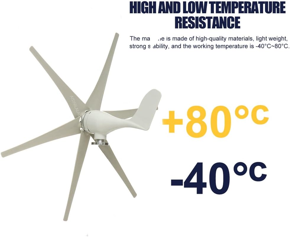 Low Noise 3000W Portable Vertical Wind Power Turbine Generator Kit, 12V-220V Free Energy Extreme Temperatures Work from -40°C to 80°C(with Controller)