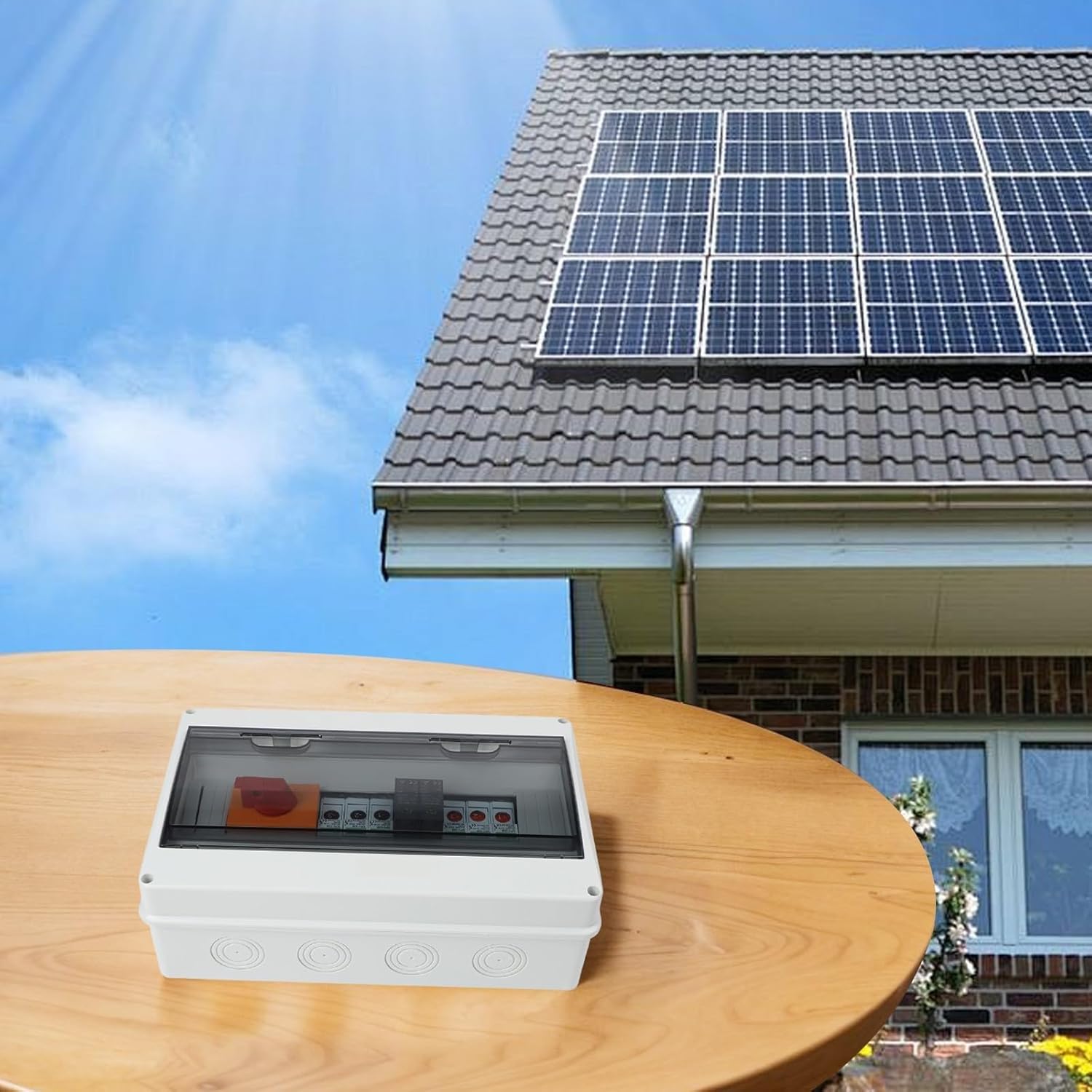 1000V 3 in 1 Out PV Combiner Box for 3 String Solar Photovoltaic Array, IP65 Waterproof Solar Power Accessory with DC MCB, Fuses and Isolating Switch for Residential Rooftop PV Systems