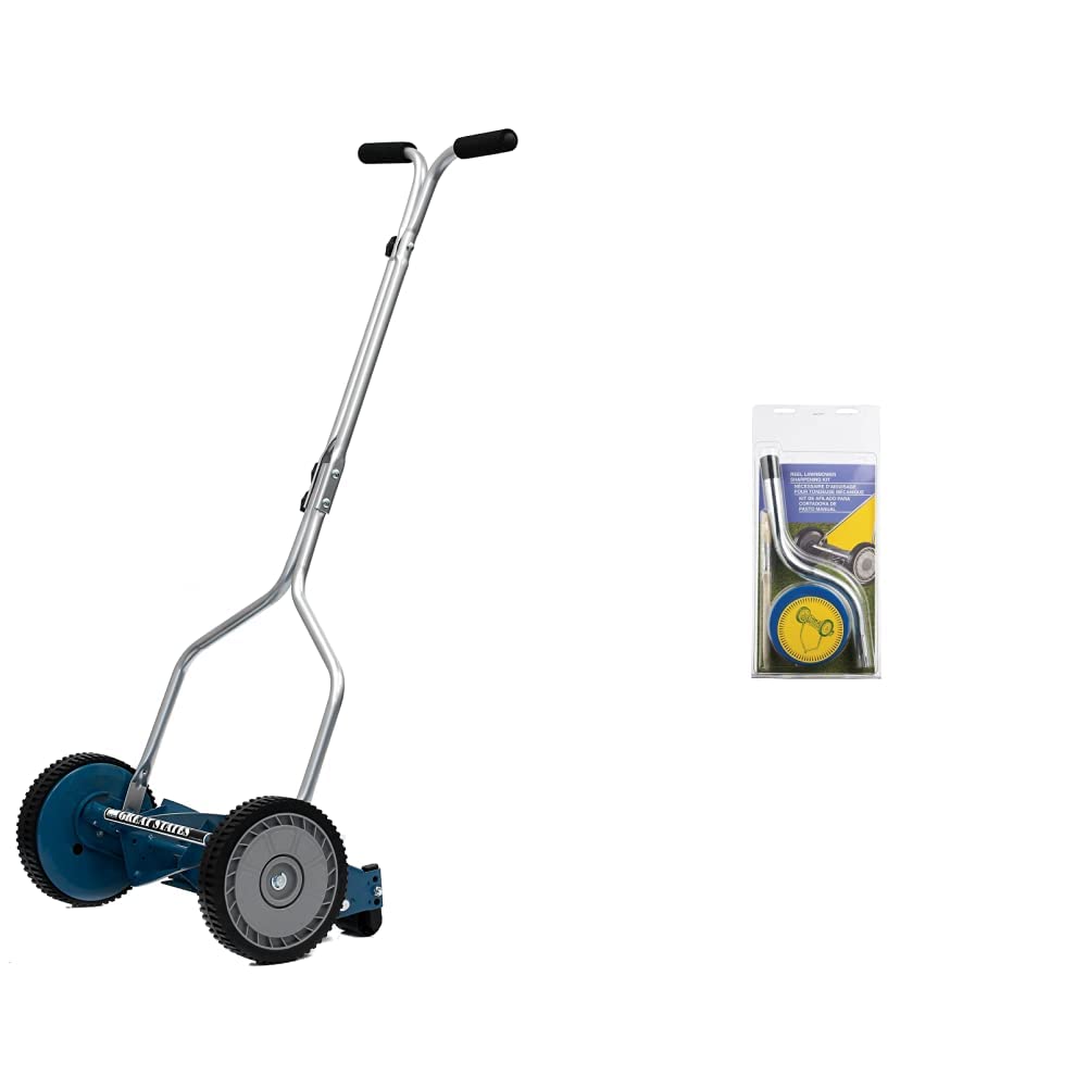 Great States 14-Inch Push Reel Lawn Mower + American Lawn Mower Sharpening Kit