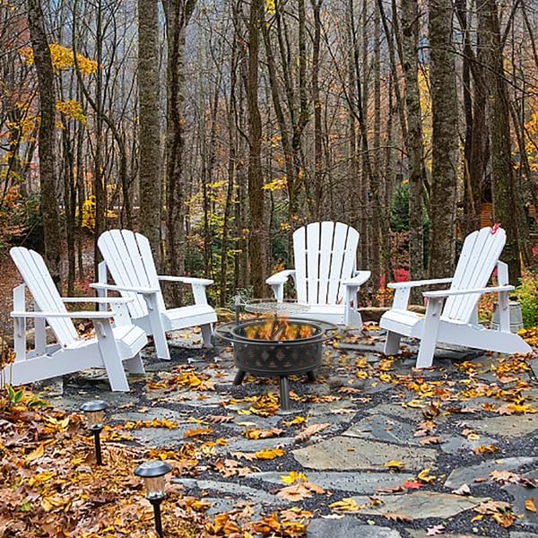 30 Inch with 1 Grill, Outdoor Fire Pit Ring with 1 Fork, Fire Ring for Outside Fire Pit with Ash Tray, Wood Burning Fire pits & Outdoor Fireplaces for BBQ, Party, Picnic