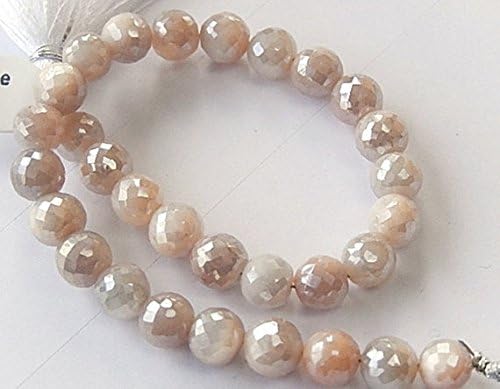 Moonstone Gemstone. Semi Precious Gemstone Bead. Peach Faceted Moonstone Round. Diamond Finish. Large 7.5mm 13 pcs