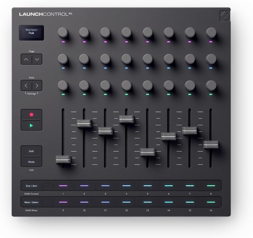 Novation Launch Control XL 3 – USB Powered, MIDI Control Surface and Mixer for DAW and Hardware Integration with 8 Faders, 24 Endless Encoders, 5-Pin MIDI I/O, and Music Software Bundle