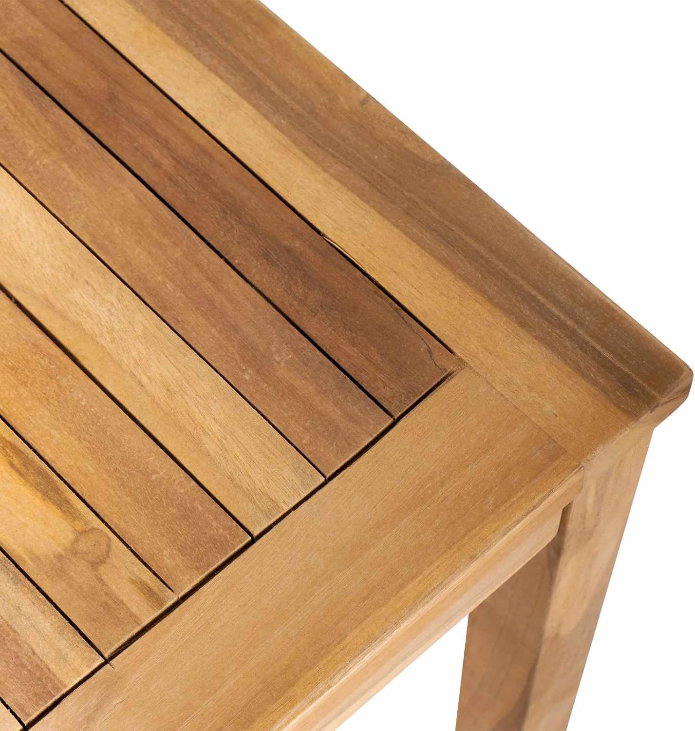 Solid Teak Wood Outdoor Patio Table, Brown Finish, 37.40x17.72x15.75 Inches, Durable Weather-Resistant Design for Garden, Balcony, Porch, Deck, or Exterior Sectional Seating