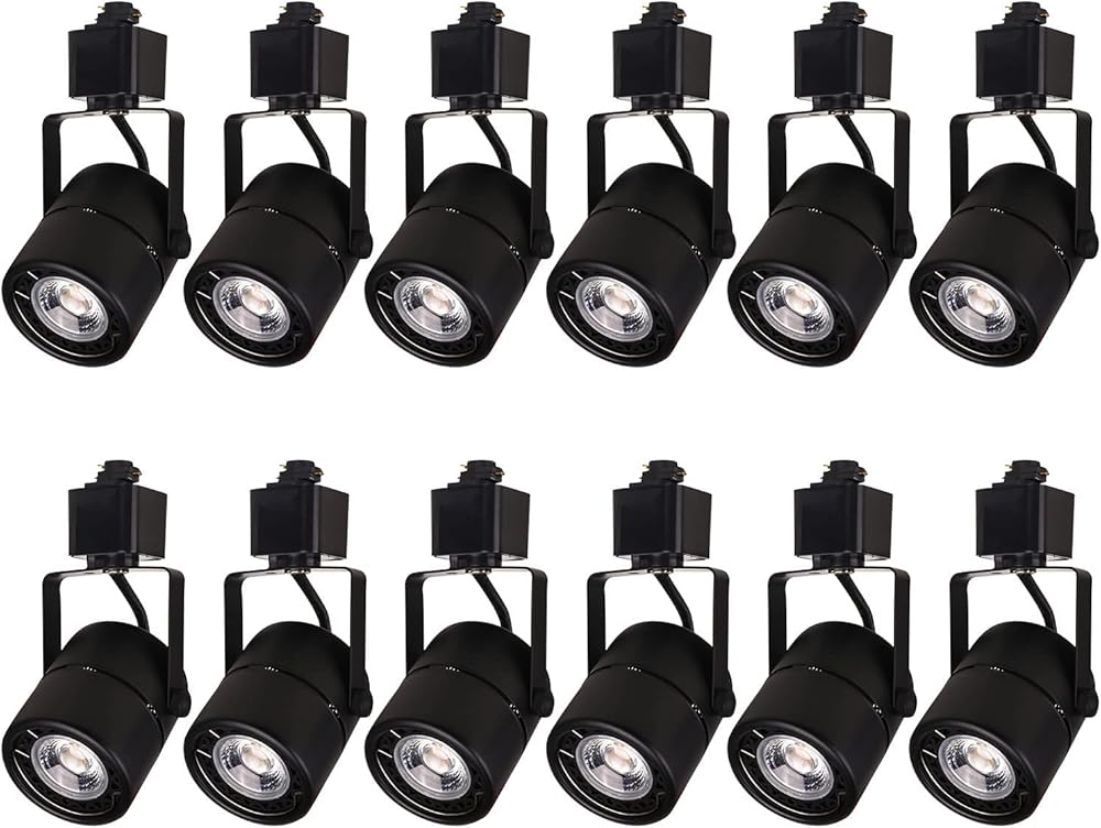 EAGLOD 10W H Track Light Heads,CRI90+ Adjustable LED Track Light Fixtures for Accent Retail Artwork, Linear Track Light H Type -3000K Warm White 120V 24° Angle Halo Type- 12 Pack (Black)
