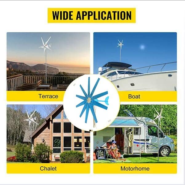 No Noise14000W Wind Turbine Generators Kit, 12V 24V 48V 10-Blade Vertical Axis Wind Turbine Generator with Axis Controller(Blue)