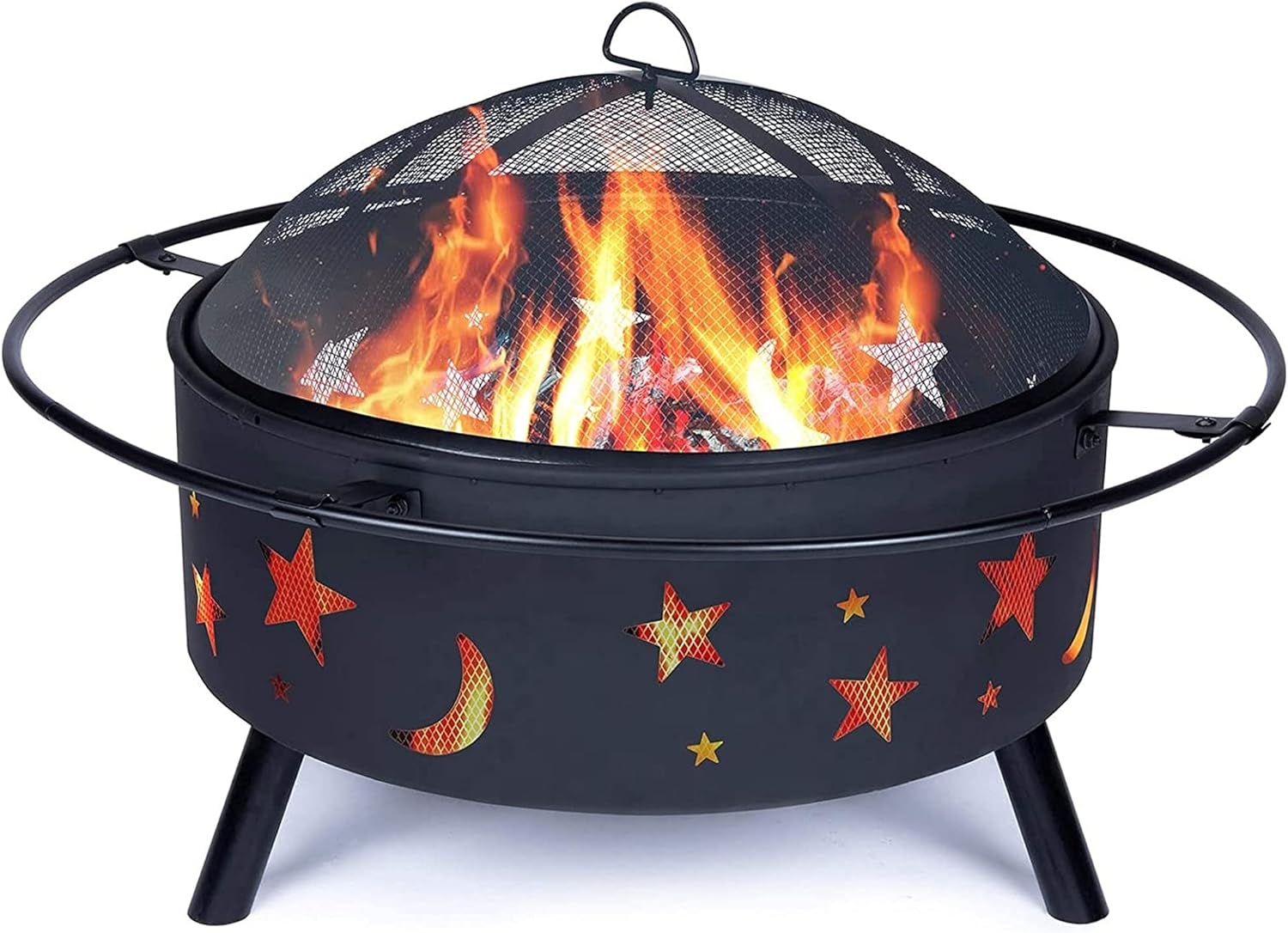 Fire Pits & Bowls, Outdoor Wood Burning Firepit, Portable Firepit w/Screen Cover & Grill Grate, Patio Heater for Garage Backyard Restaurant Garden