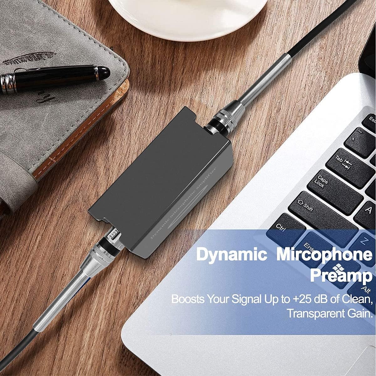 Microphone Preamp for Shure SM7B /SM58 /55SH Machine SMM-205 Dynamic Mircophone Preamp Booster for Livestream/Broadcast/Podcast/Vocal Recordings（GRAY）