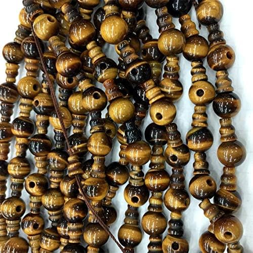 1 strands natural yellow tiger eye stone jasper pagoda tee three links buddha head tibet guru barrel big hole beads size: 10mm+6x8mm (10 sets/lot) 04195