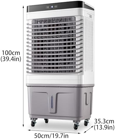 Evaporative Air Cooler, Portable Air Conditioners with 3 Speed, Timer, Water Tank, Industry Swamp Cooler for Room Garage Office
