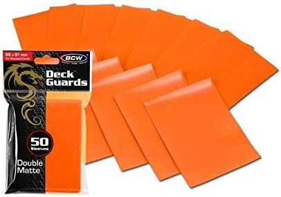BCW Deck Guard - Double Matte Orange Card Sleeves | Acid-Free, Archival-Safe, No PVC | Anti-Glare Matte Finish | Fits Standard 2½