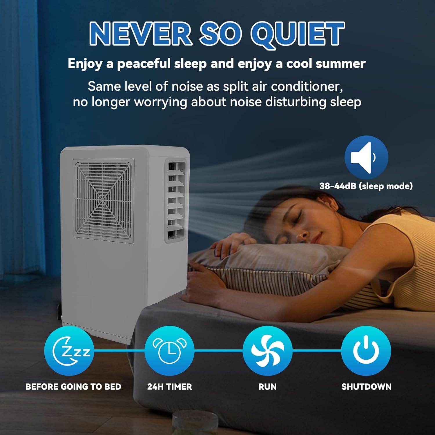 Portable Air Conditioner, 3-in-1 Evaporative Cooler with 3 Speeds, No Installation Required, Quiet Operation for Bedroom, Office, Kitchen (26-46dB)