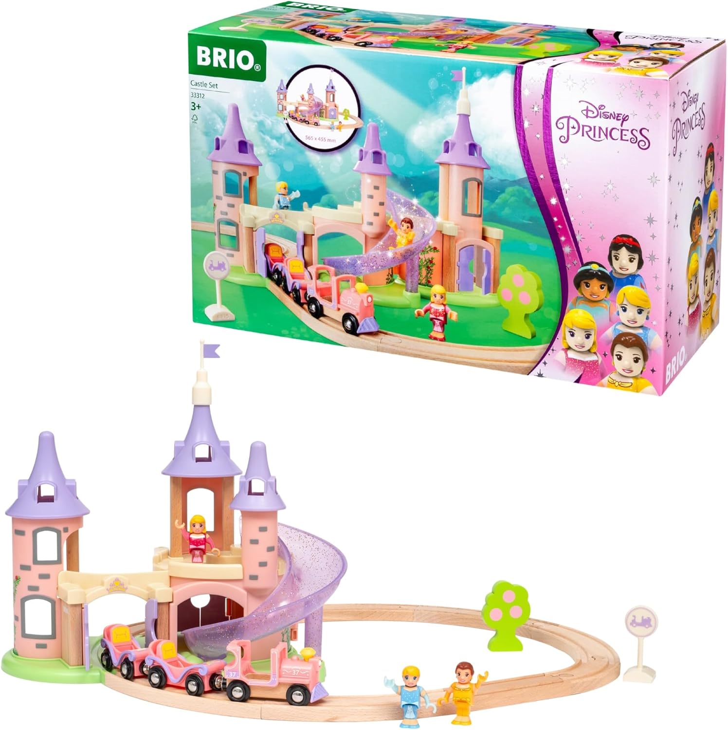 BRIO World Disney Princess Castle Set - 18-Piece FSC-Certified Wood Train Set and Accessories - Includes Moveable Classic Disney Princess Figurines, Castle, Tracks & More - Kids Ages 3 & Up