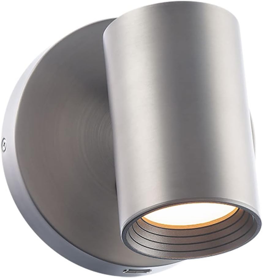 WAC Lighting dweLED, Kepler 5in LED Reading Light 3000K in Brushed Nickel with USB Port