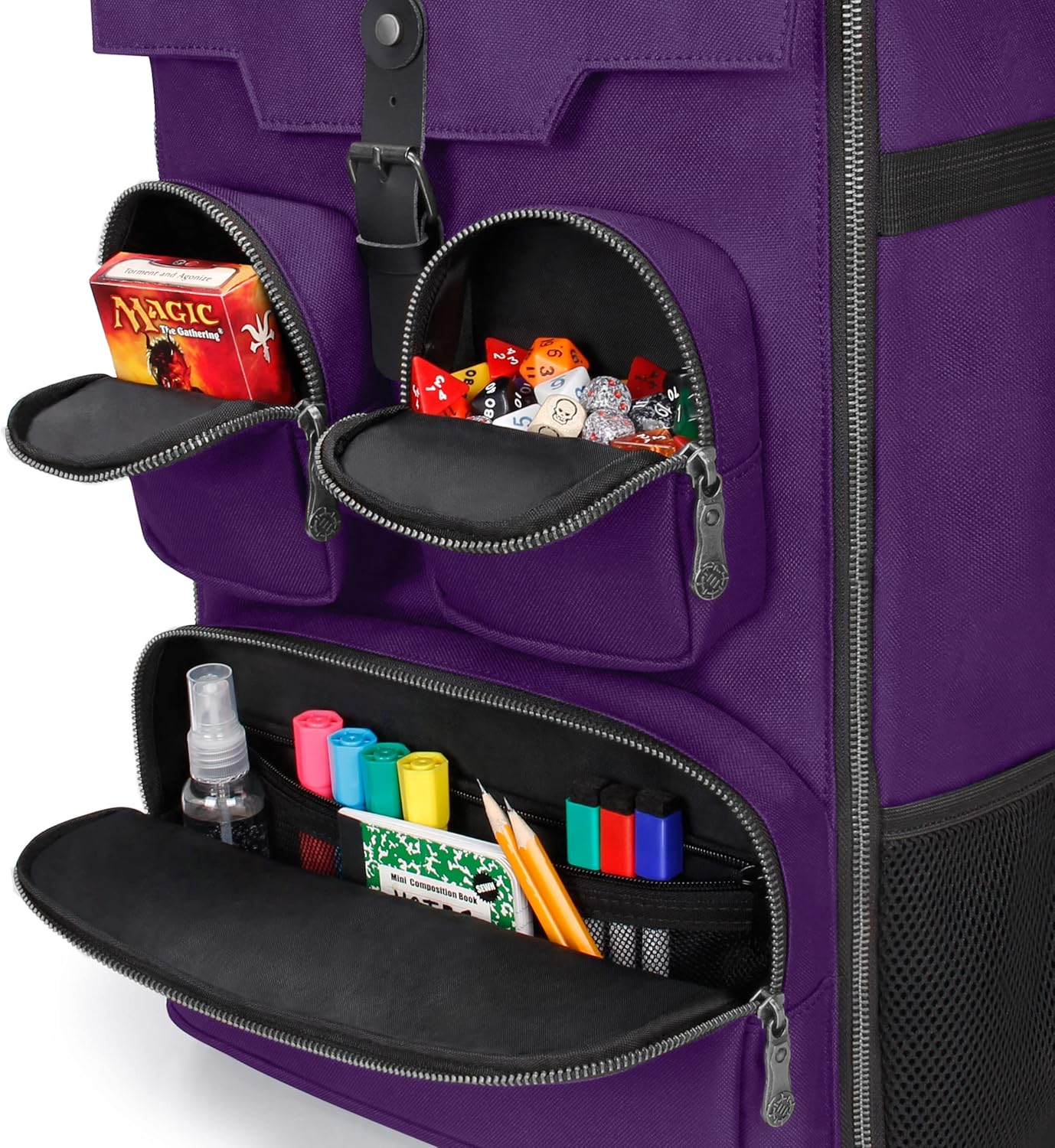 ENHANCE Collector's Edition Board Game Backpack - Reinforced Rigid Board Game Storage with Padded Shoulder Straps, Carrying Handle, and Accessories Pockets for Dice, Card Games, More (Dragon Purple)