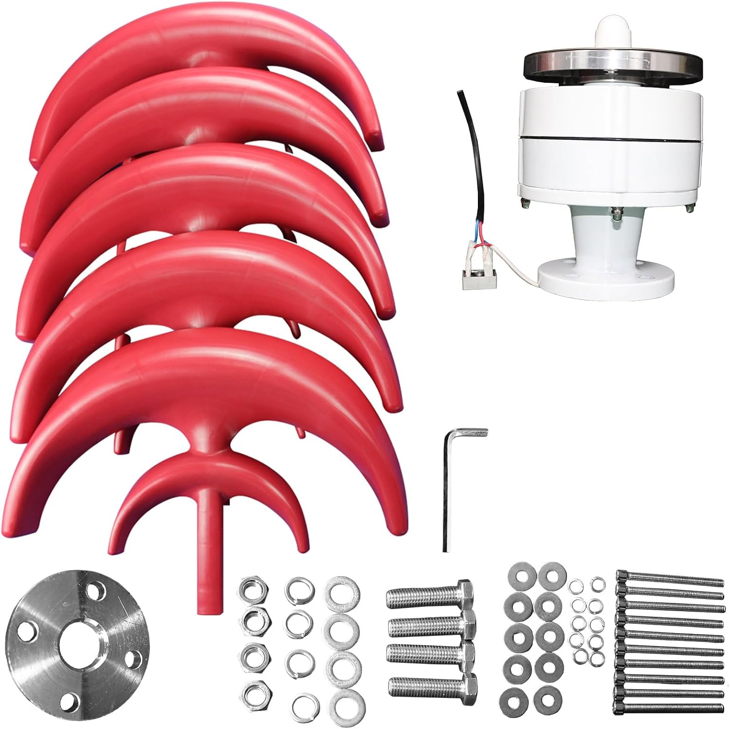 cdar 4500W Vertical Wind Turbines Kit, 5 Blades 12V Wind Generator Wind Power Supplies, Wind Generator for Home Hybrids Streetlight Use, Electromagnetic Electricity Producer Equipment Red