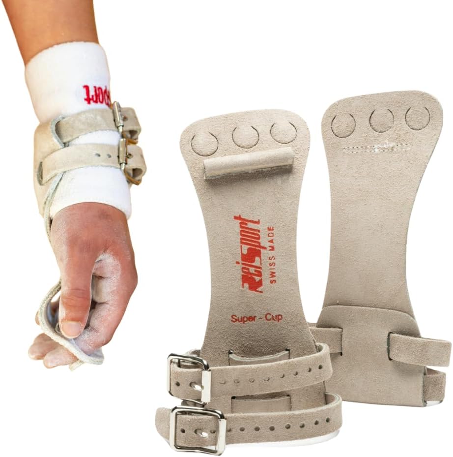 Reisport Men's High Bar Gymnastics Grips - Durable Leather Hand Grips for Gymnastics Bars Men & Boys - Gymnastics Equipment & Accessories for Advanced Gymnasts