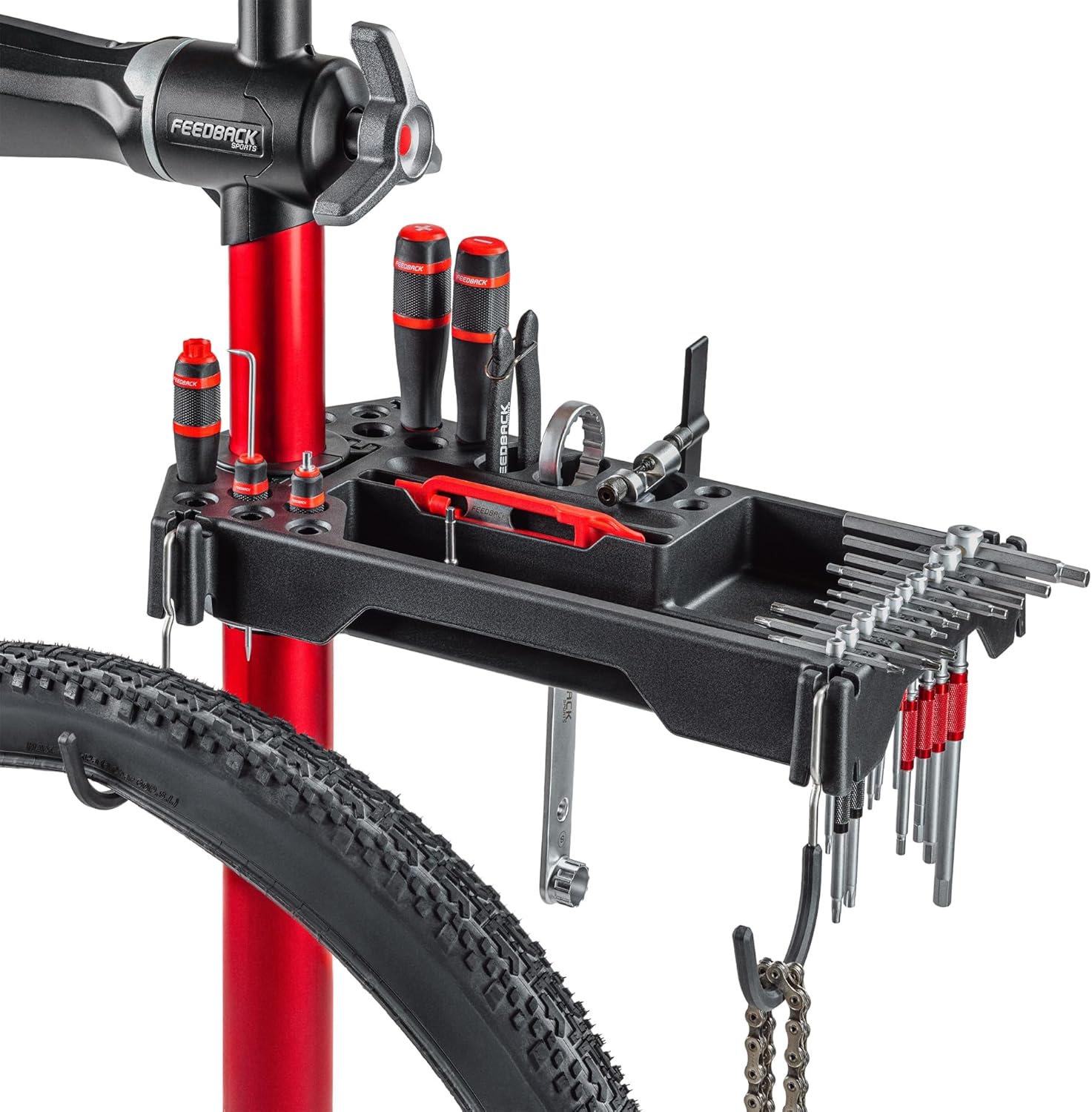 Feedback Sports | Tool Tray for Bike Repair Stands | Compatible W Upright Repair Stands | Black