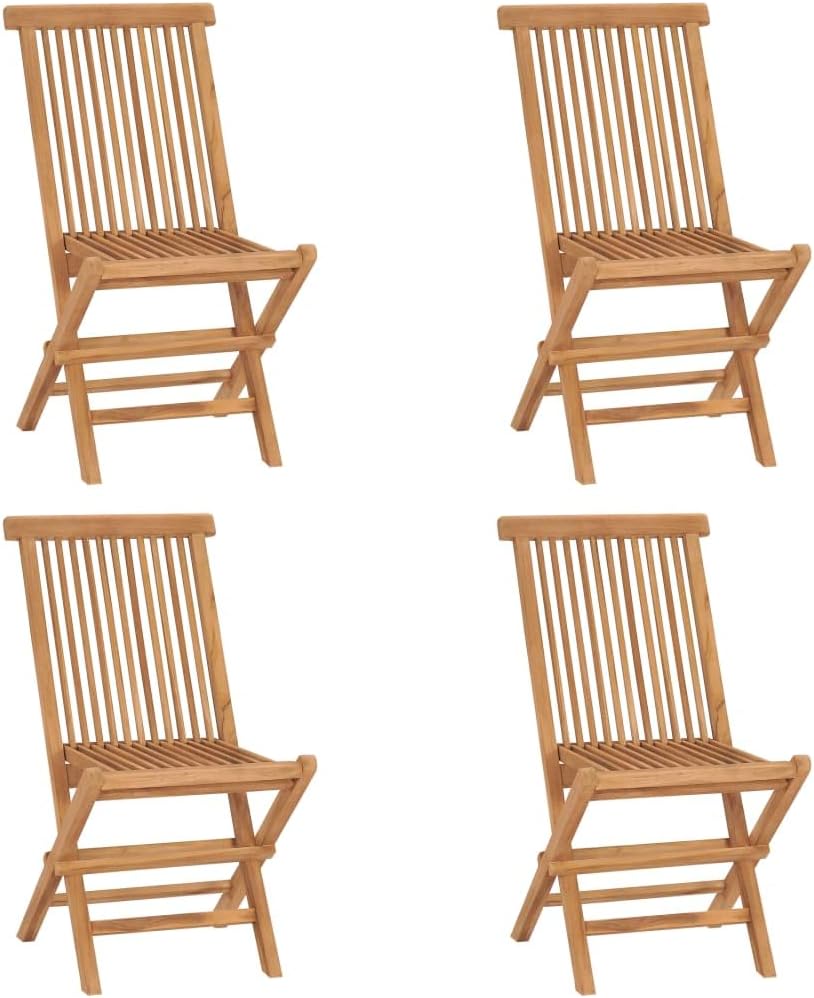 Folding Patio Chairs 4 pcs Solid Teak Wood Outdoor Furniture, Outdoor Chairs