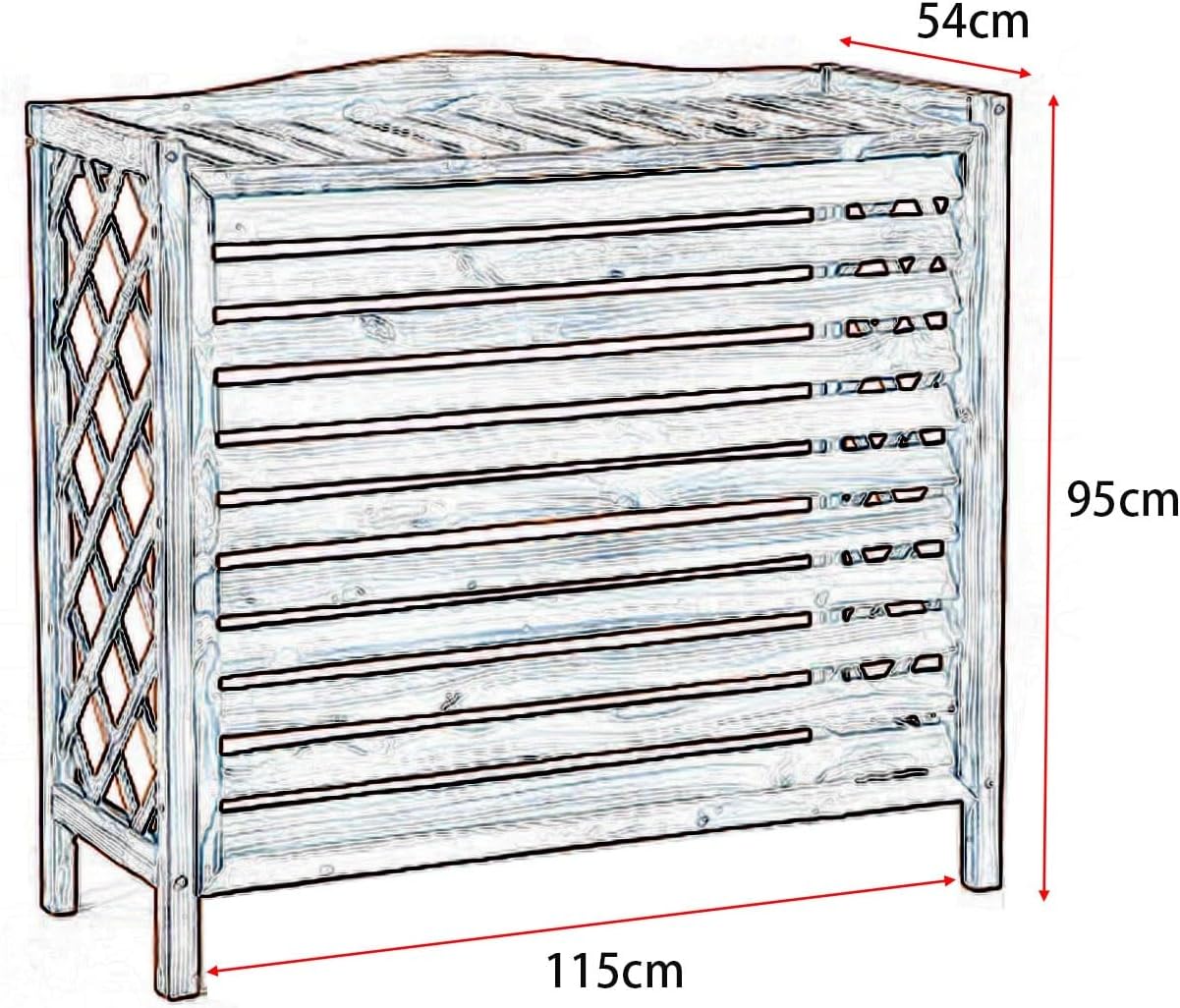 Air Conditioner Cover Condenser Wood Panel Covers For Outside Air Conditioner Louvered Cover For Air Conditioner Unit Outside, Suitable Outdoor Air Conditioner ( Color : Carbonized color , Size : 115*
