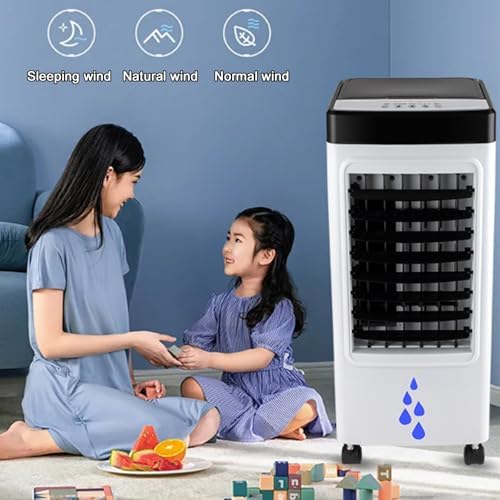 Portable Air Conditioners, Swamp Cooler with 6 L/1.59 Gal Water Tank, 7H Timer, Auto Oscillating, 2 Ice Packs, Portable Cooling Fan for Office Room Kitchen