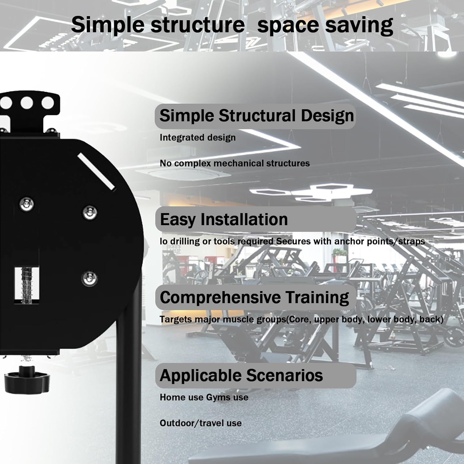 Mounted Endless Rope Pulley System, Steel Drum Mounts on Upright, Closed-Loop Nylon Rope, Home Gym Infinity Rope for Interval Resistance Training
