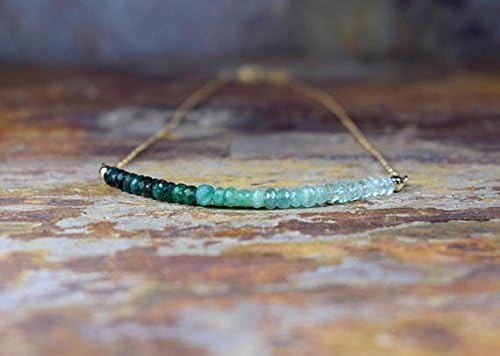 JEWELZ ombre emerald necklace, gold fill gemstone necklace, may birthstone, beaded jewellery 3.5mm