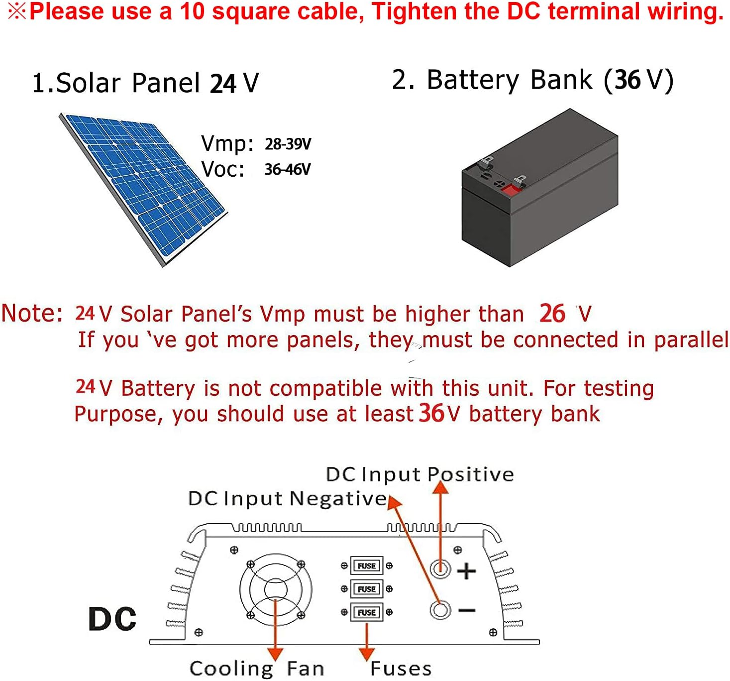 Y&H Grid Tie Inverter 600W Stackable DC30-55V PV Input AC110V MPPT Pure Sine Wave Micro Inverter fit for 30V 36V Solar Panel/36V Battery
