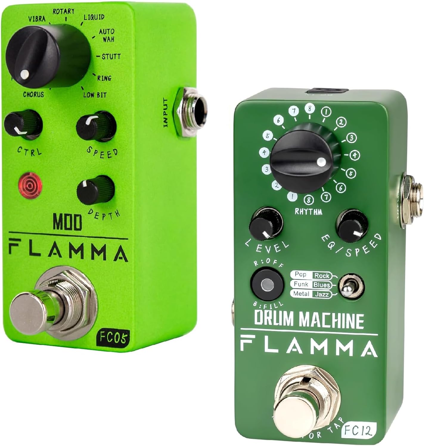 FLAMMA FC05 Mini Modulation Pedal and FC12 Drum Machine Guitar Pedal