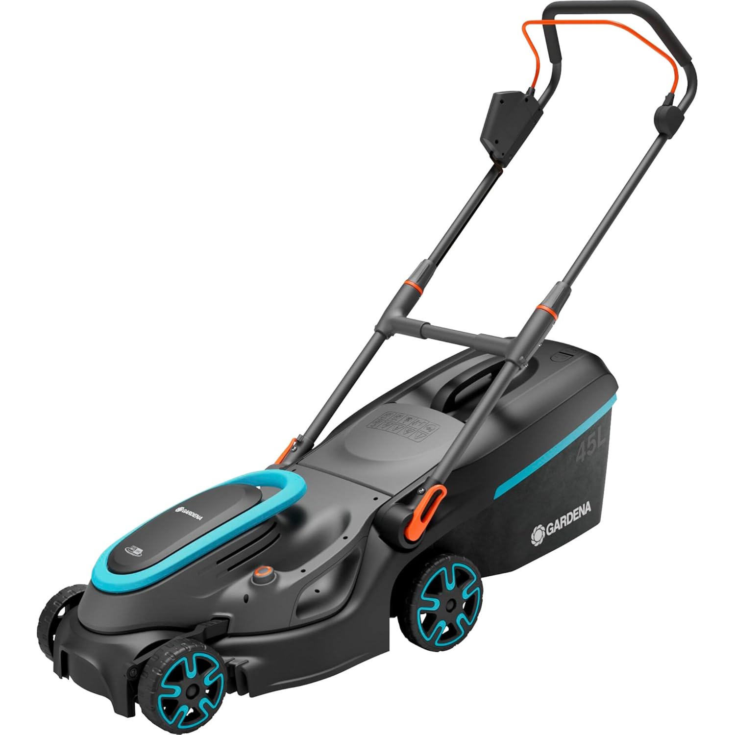 Gardena Ready-To-Use PowerMax 37/36V P4A Battery Powered Lawn Mower: Up to 350 m², Cutting Width 37 cm, Capacity 45 L, Central Adjustable Cutting Height, PowerPlus Eco-Modus Engine (14638-20)