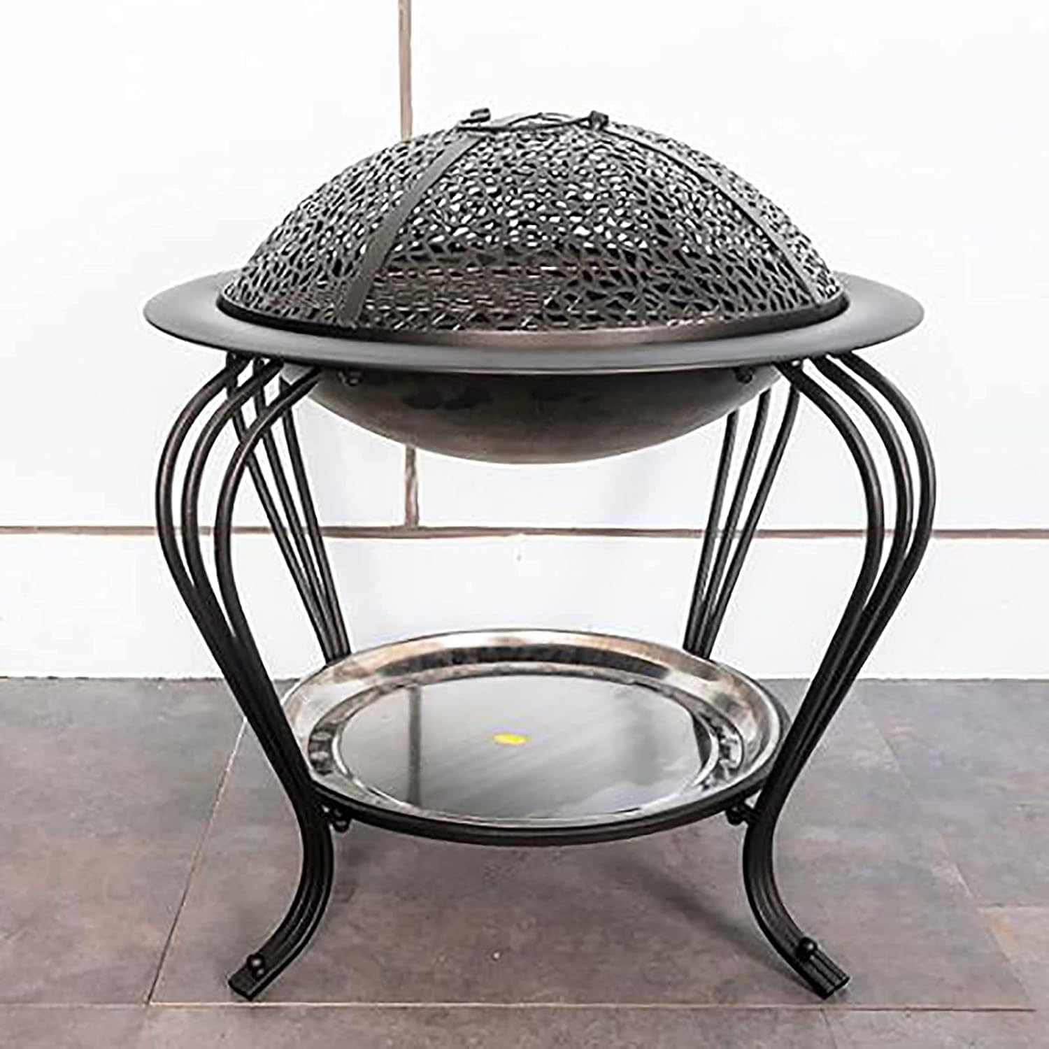 Backyard Patio Garden Stove Wood Burning BBQ Fire Pit with Spark Screen Cover,Poker,Fire Pit Cover,Grill for Campfire Bonfire