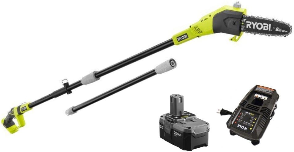 Ryobi ZRP4361 One+ 18-Volt 9.5 ft. Cordless Electric Pole Saw Kit - P105 (Upgraded from P102 ) Battery & P118 Charger (Renewed)