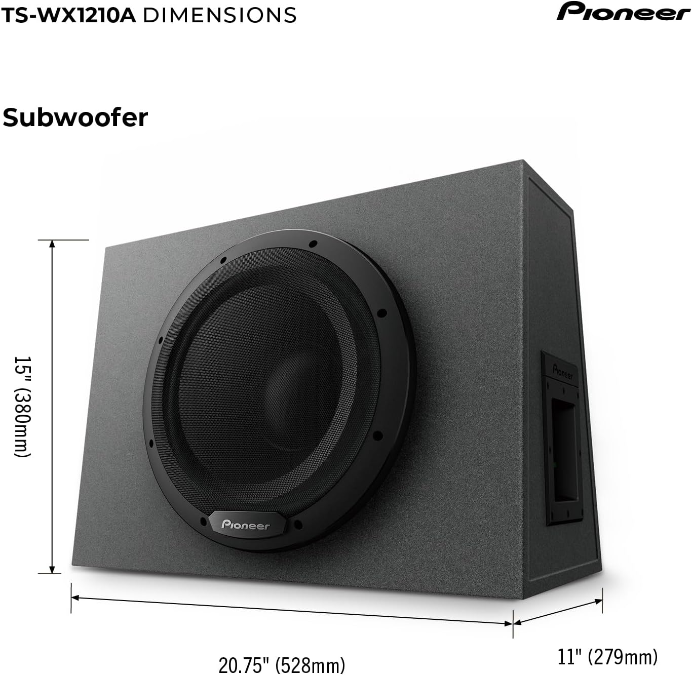 Pioneer TS-WX1210A 12” Subwoofer – 1300W Max, Built-in Amp for Easy Bass Upgrade, Enclosure Included, Amp Included, High-Level Input, Works with Most Factory or aftermarket radios