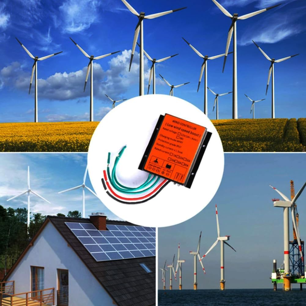 MPPT Wind Turbine Generator Controller, 16A IP67 Waterproof Wind Generator Controller, 5000W Auto Match MPPT Controllerfor DC Wind Turbine 12V 24V 48V 220V (Orange)