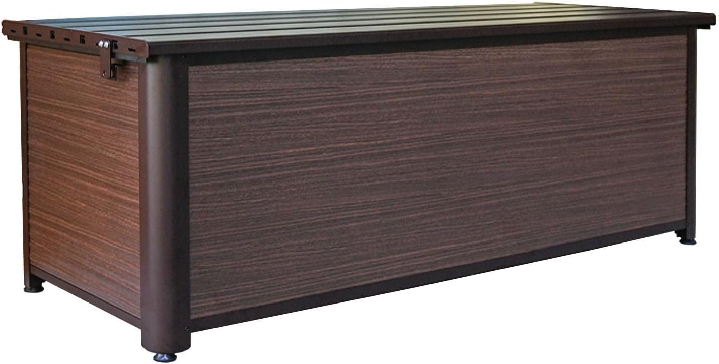 Outdoor Storage Bench Waterproof Package Drop Box for Outside Patio Storage Box Bench Small Metal Outdoor Storage Cabinet for Delivery, Patio, Garden, and Porch(Brown,150x46x49cm)