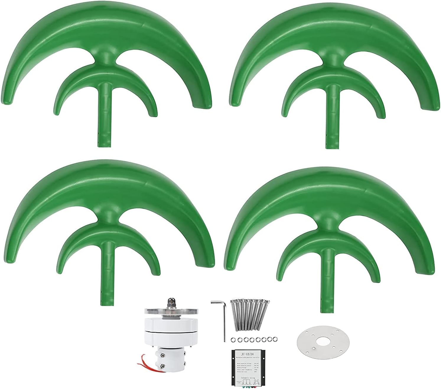 Wind Turbine Generator Kit 12000W with 4 Blade, Wind Generator Kit with Charge Controller, Wind Power Generator for Marine, RV, Home Green