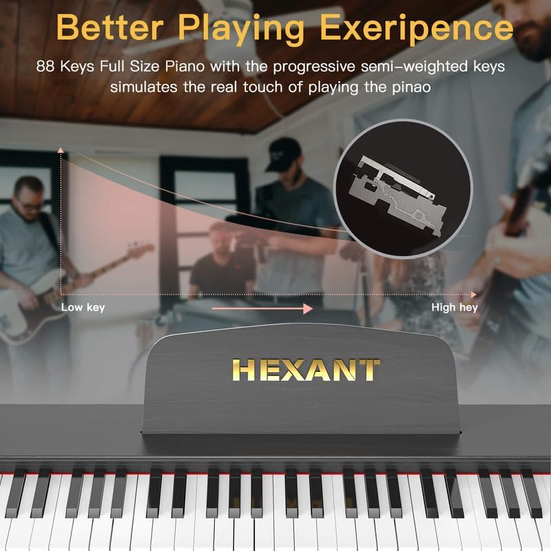 88 Key Digital Piano Keyboard, Semi-Weighted Electric Piano Keyboard with Multifunctional Keyboard/110 Demo Songs/900 Tones/700 Rhythms/64 Polyphony/Sustain Pedal for Adult/Beginner