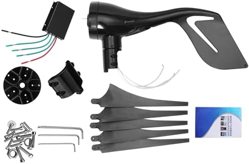 1000W Wind Turbine Generator Kit - Horizontal 12V/24V/48V with Controller & 5 Black Blades, Auto Wind Direction Adjustment, Perfect for Home, Outdoor, Boat & Camping Use