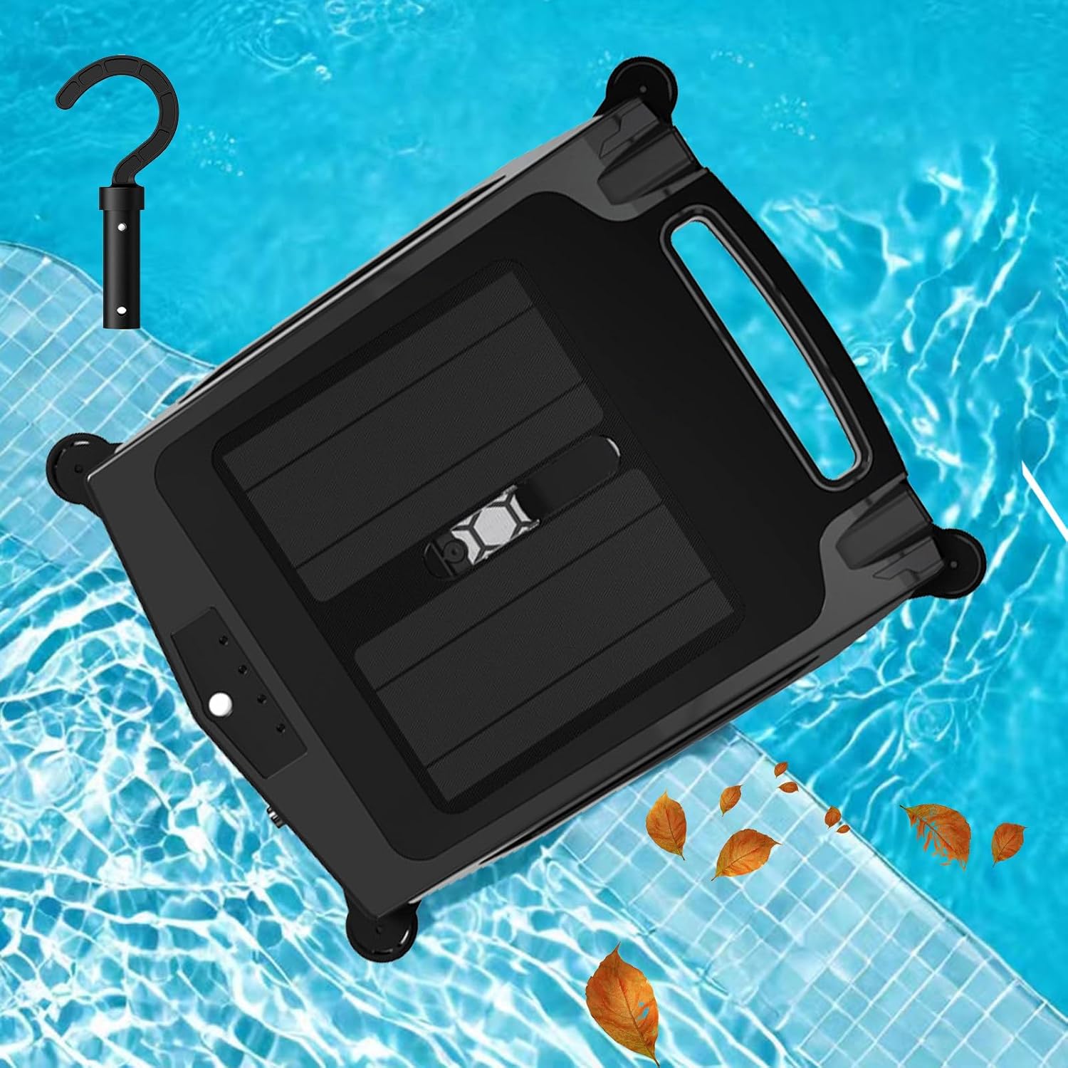 Solar-Powered Robotic Pool Cleaner - Cordless Automatic Pool Skimmer with 18H Solar+6H Rechargeable Runtime | Dual Speed Modes & Smart Avoidance | for Saltwater and Freshwater Pools