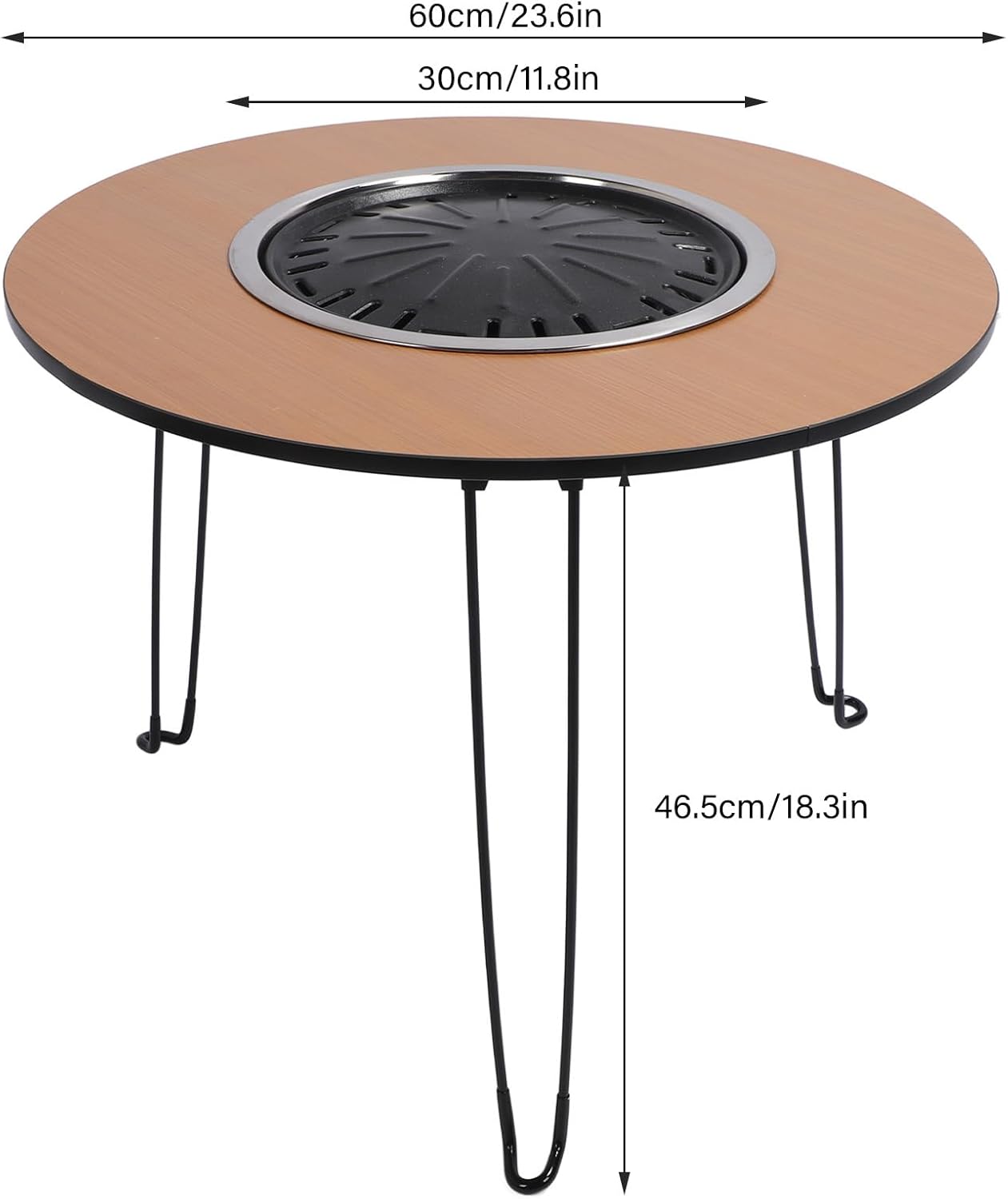 8Pcs Fire Pit Table Round Foldable Camping Table Ultralight Small Folding Camping Table Multifunctional Outdoor Collapsible Folding Picnic Table for BBQ Camping Hiking Fishing Patio