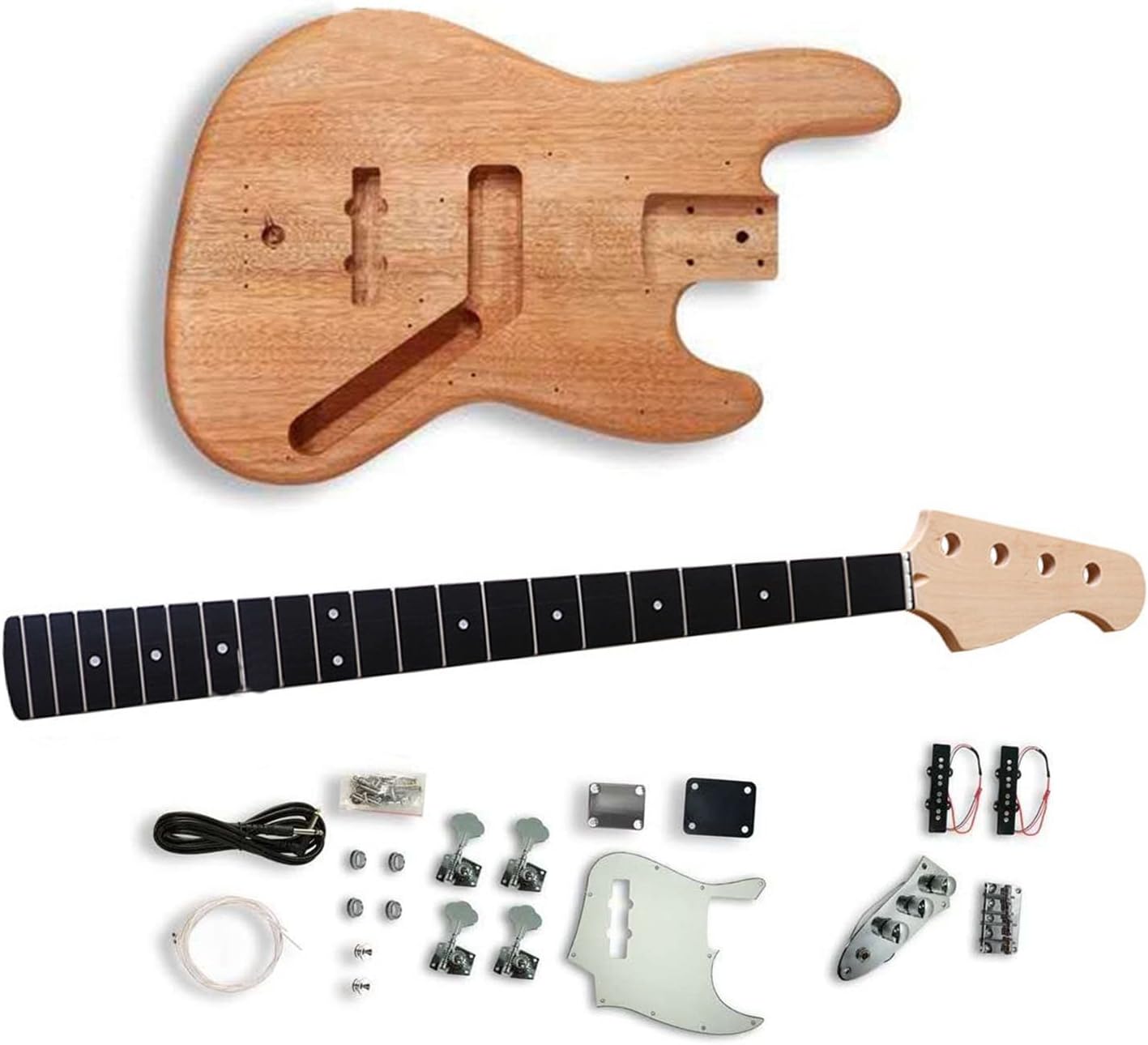 DIY Electric Guitar Kit 21 Frets Electric Bass Guitar Body with All Accessories Bass Guitar Unfinished Project DIY Guitar Parts