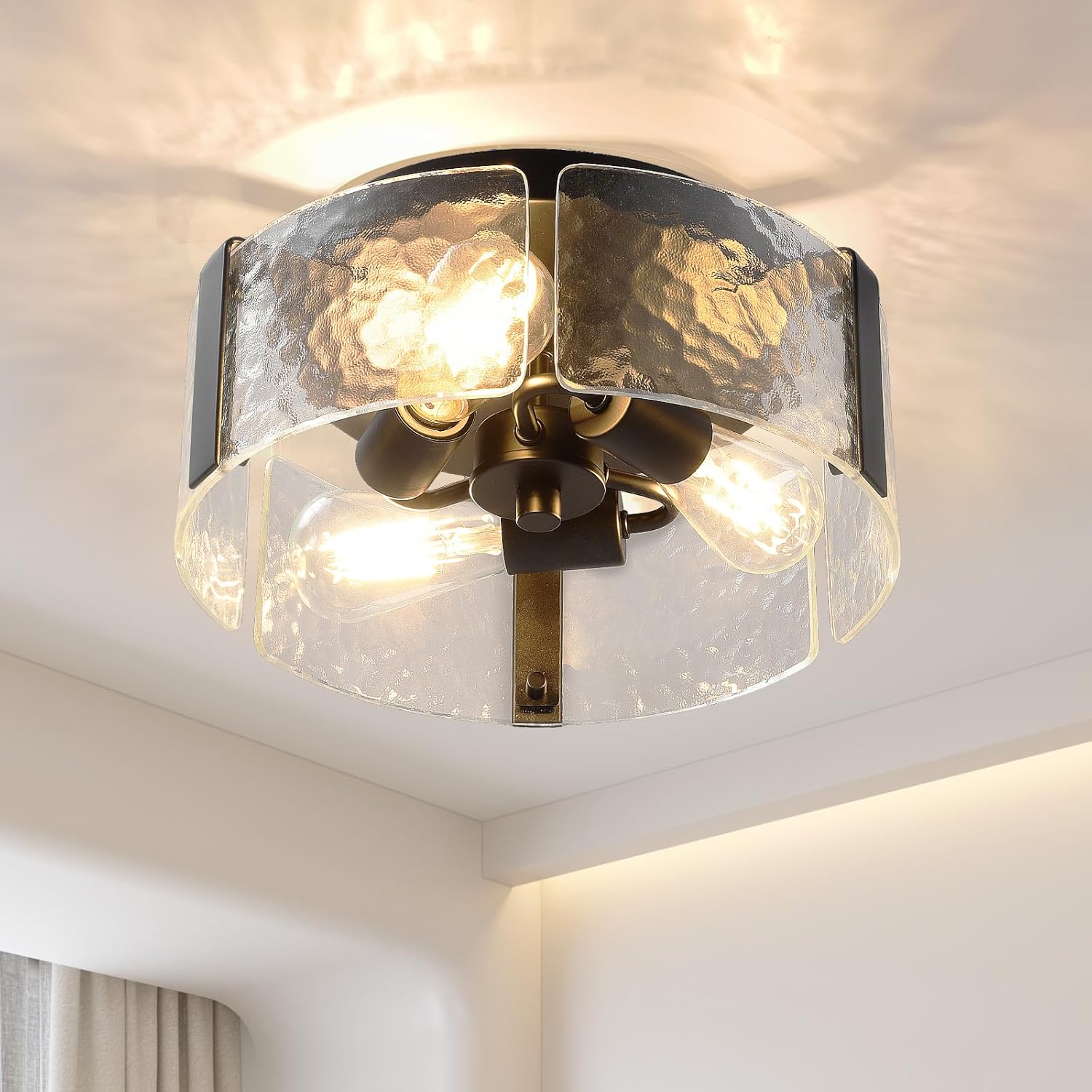 Black Semi Flush Mount Ceiling Light - 13