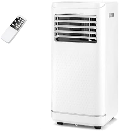 LDAILY Portable Air Conditioner, 3-in-1 Multifunctional Cooling Unit w/Dehumidifier & Fan Mode, Compact Design with Wheels, Child Lock & Timer for Bedroom Office Kitchen, White (8000 BTU)