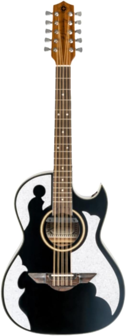 H. Jimenez LBQ4EBT El Patron Bajo Quinto, Acoustic-Electric Guitar with Gig Bag, Glossy Black
