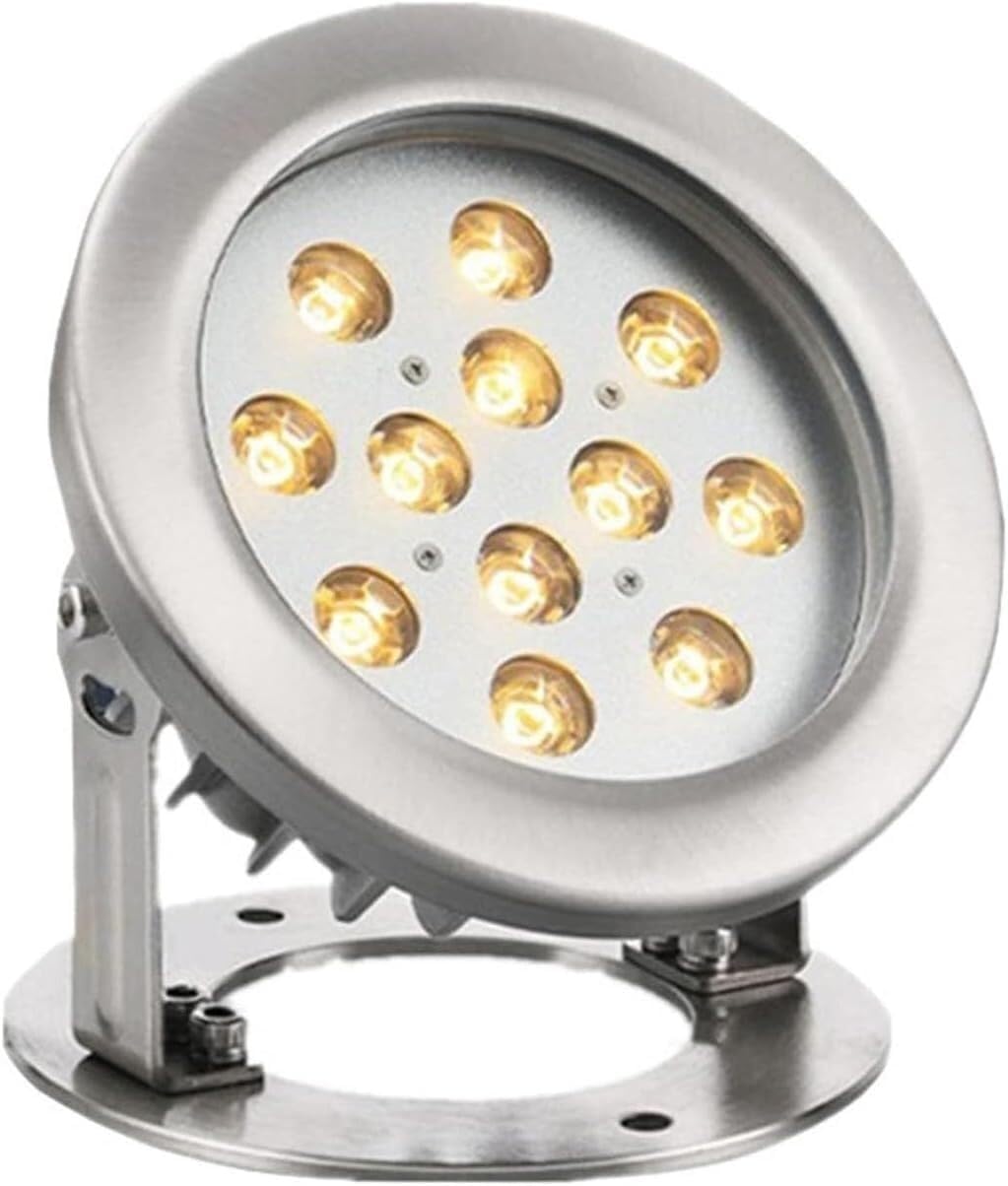 Underwater Pond Spotlight - IP68 Waterproof Stainless Steel Landscape Lights Fountain Lights, LED Underwater Light Swimming Pool Lights(Yellow,36W(24V))
