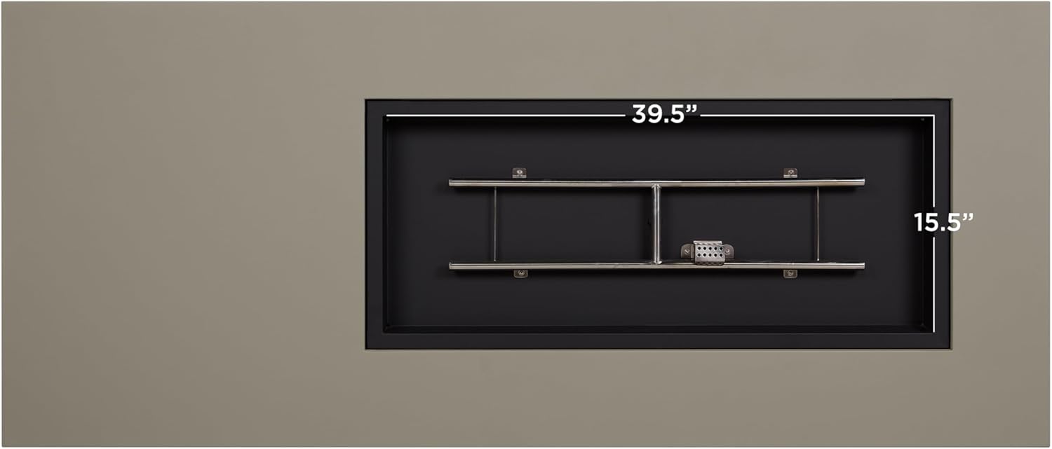 Real Flame Aegean 72in Rectangle Propane or Natural Gas Fire Pit Table, 65,000 BTU, Powder-Coated Steel, Push-Button Ignition, CSA Certified, Stainless Steel Burner with Lid (Mist Gray)