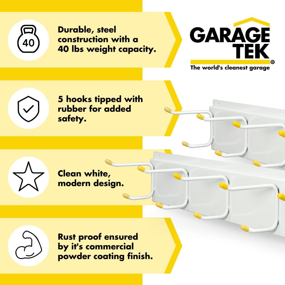 GarageTek Coat & Hat Rack Wall Organizer | Wall Mount Storage Rack | Hat Stand, Coat Rack, Helmet Holder, Slatwall Accessories - Mounts on TekPanel, TekTrak and Most Other Garage Storage Panels