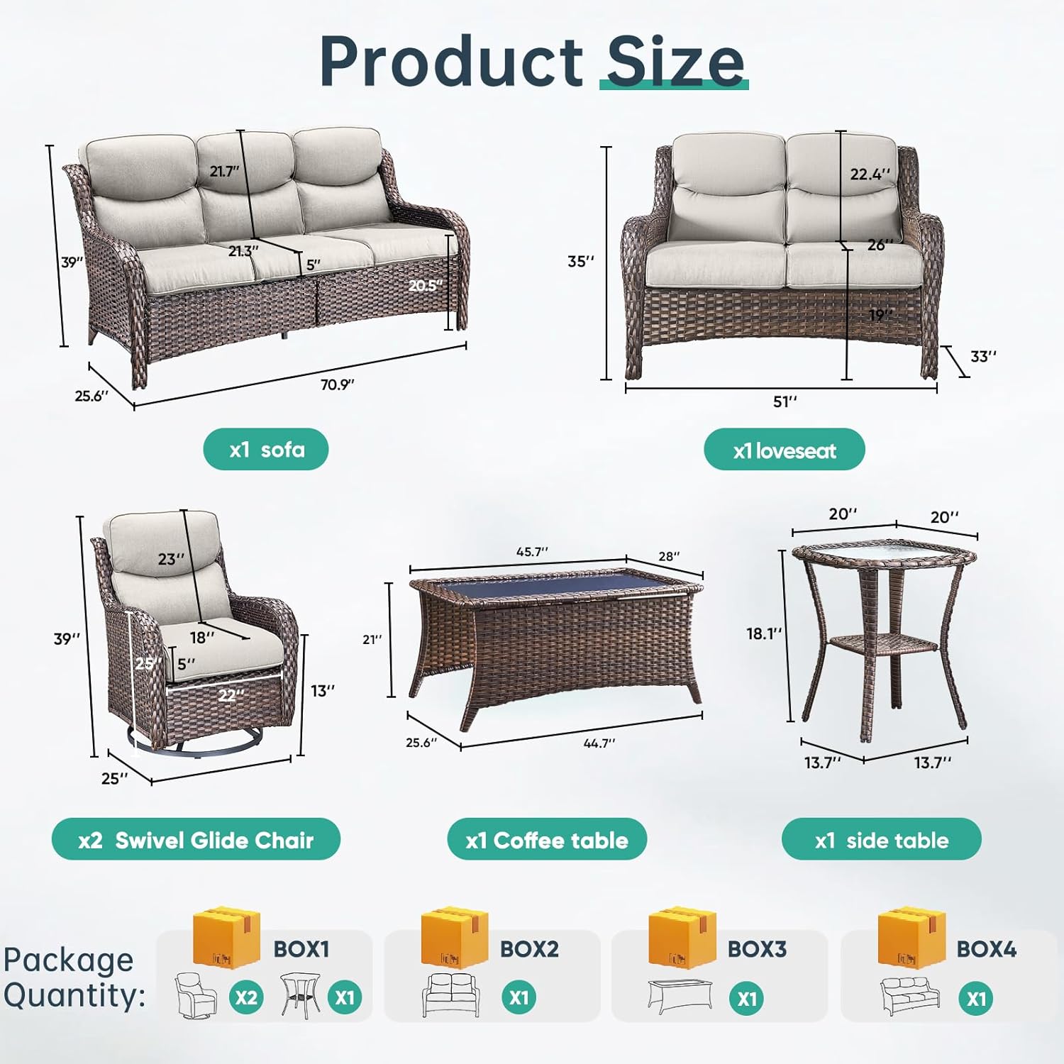 Outdoor Swivel Rocker Patio Chairs Set of 9 with 5