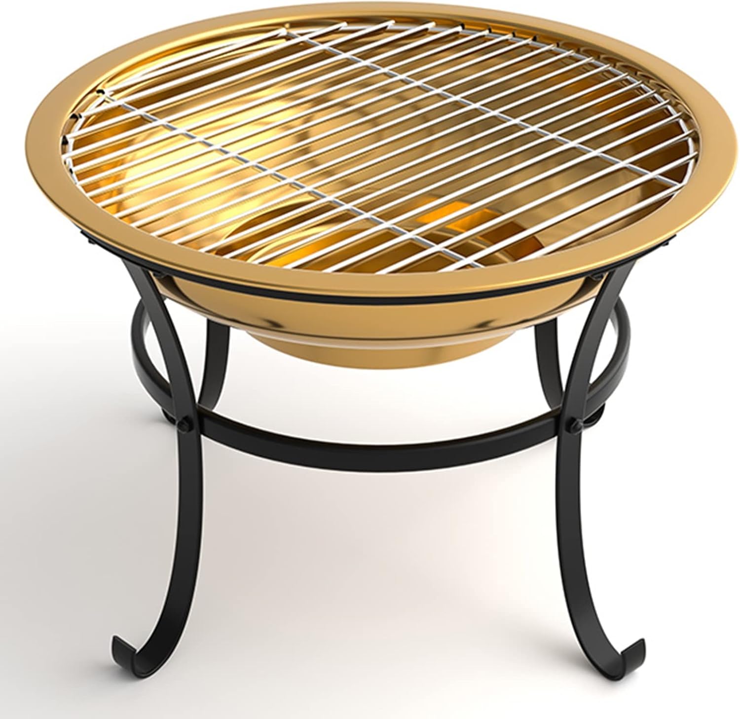 LXLZYXSF Living Room Small Fire Pit Bowl, Wood Burning Fire Basin for Outdoor Camping, BBQ, Travel, Bonfire Party, Picnic, 50cm Wide (Color : ligjt Grey, Size : Inner Diameter 45cm/17.7in)