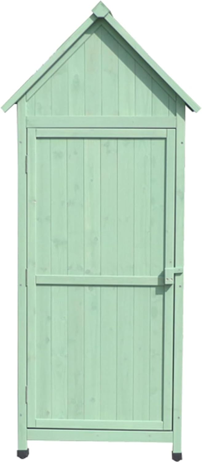 Outdoor Lawn Garden Storage Shed, Wooden Garden Shed with Waterproof Roof, Patio Storage Cabinet Outdoor Organizer Wooden Lockers (Cyan 30.3 * 21.4 * 70.4in)